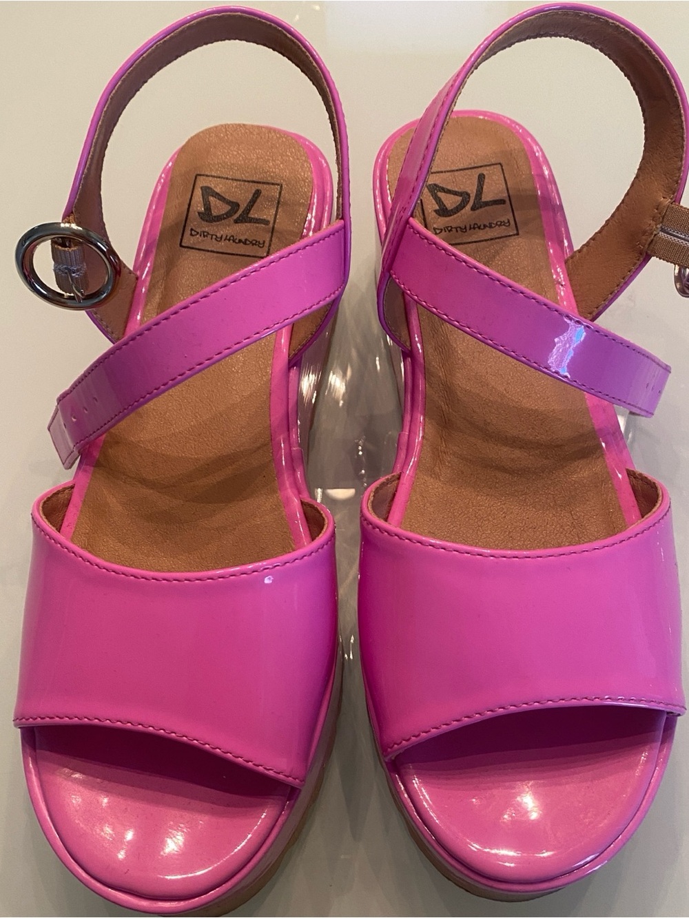 EUC Dirty Laundry Hot Pink Patent Platform Sandals - Size 7